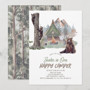 Invitación Feliz cumpleaños del chico de los osos de la monta