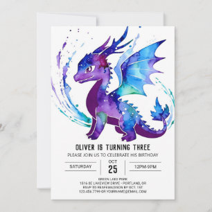 Invitación Feliz cumpleaños del chico digital del dragón maje
