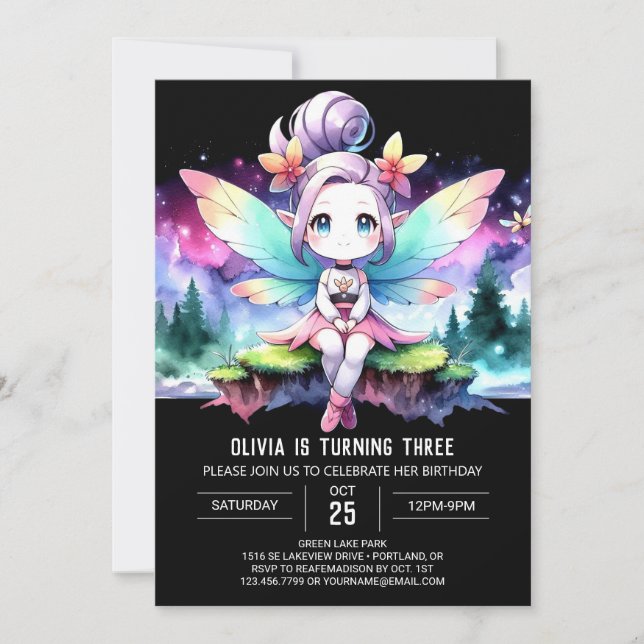 Invitación Feliz cumpleaños del Personalizado Fairy (Anverso)