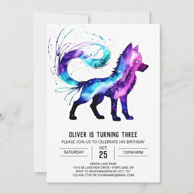 Invitación Feliz cumpleaños del Personalizado Wolf Digital Bo (Anverso)
