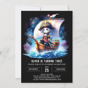 Invitación Feliz cumpleaños del pirata de la fantasía