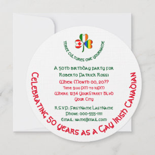 Invitación Feliz cumpleaños del trébol gay irlandés canadiens