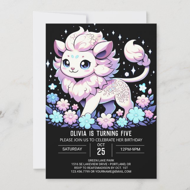 Invitación Feliz cumpleaños digital de leones (Anverso)