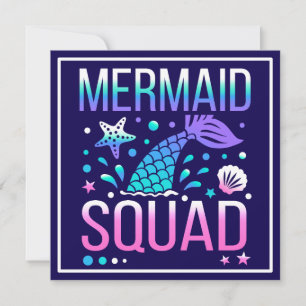 Invitación Feliz Cumpleaños Diseño de Fiesta de Sirenas en el