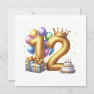 Invitación Feliz cumpleaños dorado 12