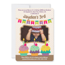Feliz Cumpleaños Edad Tres Pasteles Bunting Photo