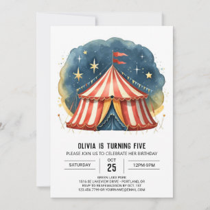Invitación Feliz cumpleaños editorial del circo del carnaval