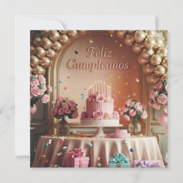 Invitación “Feliz Cumpleaños” Elegant Pink & Gold Birthday 