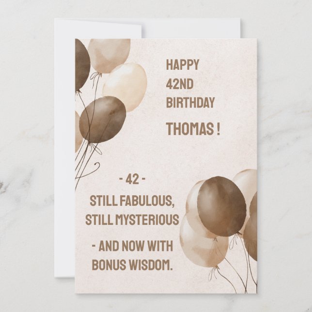 Invitación Feliz cumpleaños en Brown con globos marrones (Anverso)