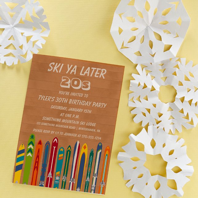 Invitación Feliz Cumpleaños Esquí Retro Cualquier Década (Subido por el creador)