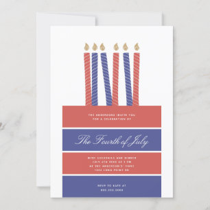 Invitación Feliz cumpleaños Estados Unidos azul rojo 4 de jul