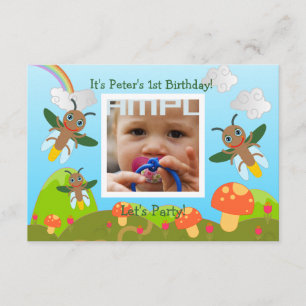 Invitación Feliz cumpleaños Fiesta con luciérnaga