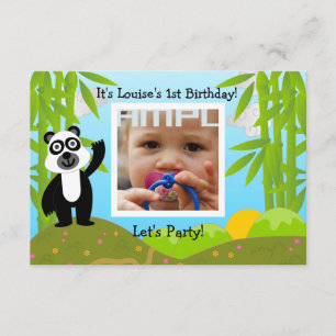 Invitación Feliz cumpleaños Fiesta con oso panda