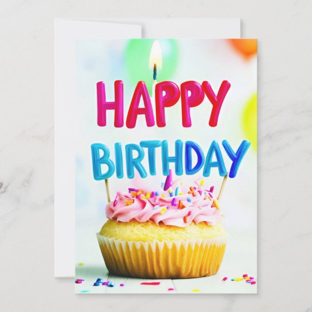 Invitación Feliz cumpleaños, fiesta de cumpleaños de pasteles (Anverso)