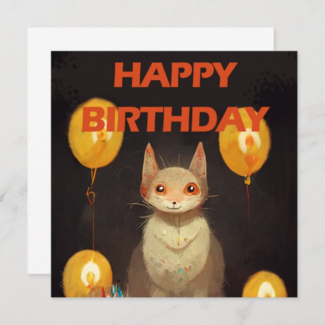 Invitación ¡Feliz cumpleaños! - fiesta del gato (Anverso / Reverso)