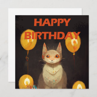 Invitación ¡Feliz cumpleaños! - fiesta del gato
