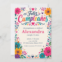 Feliz Cumpleaños Floral Fiest Personalizado Españo