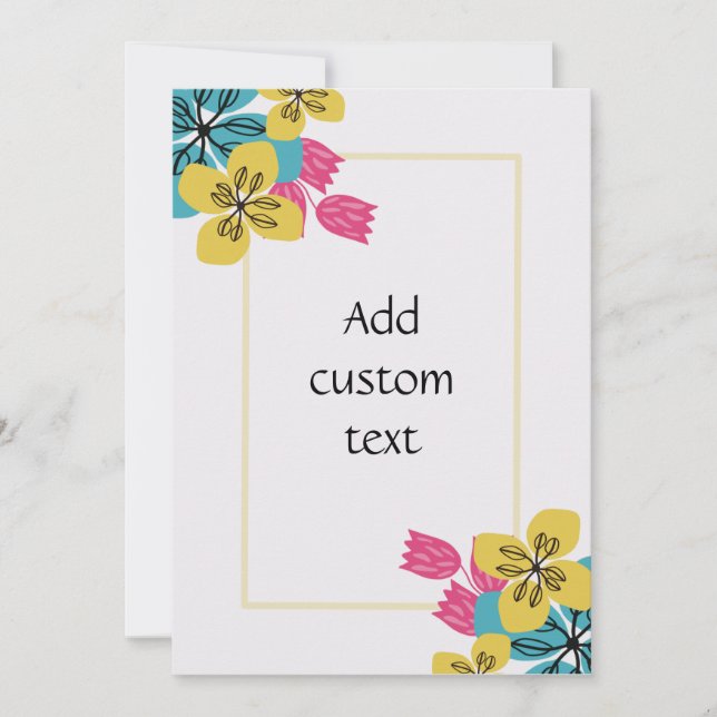 Invitación Feliz cumpleaños floral simple personalizable (Anverso)
