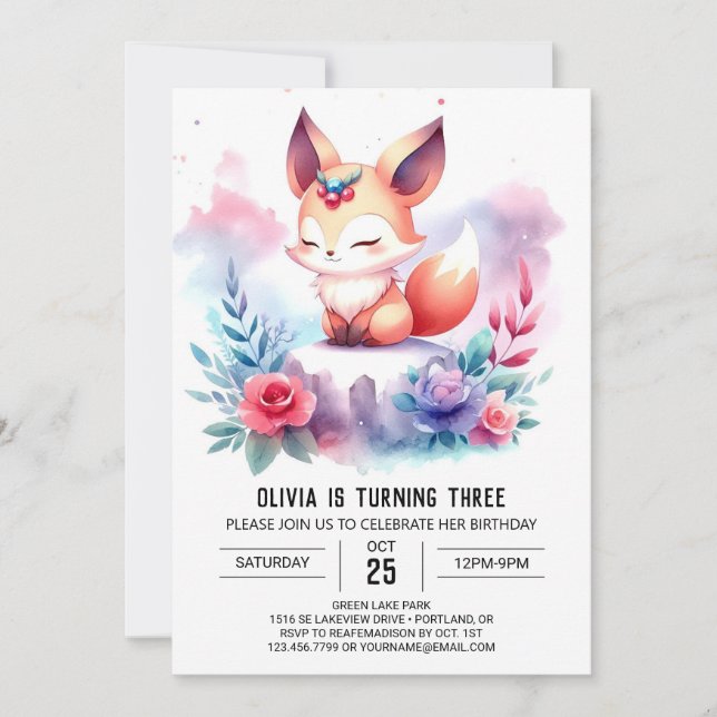 Invitación Feliz cumpleaños Fox digital (Anverso)