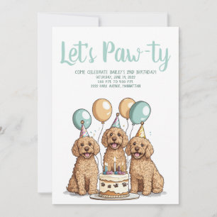 Invitación Feliz cumpleaños Goldendoodle Dogs