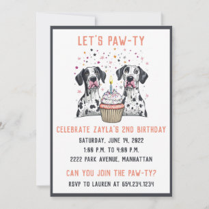 Invitación Feliz cumpleaños Gran pastel de dane para perros