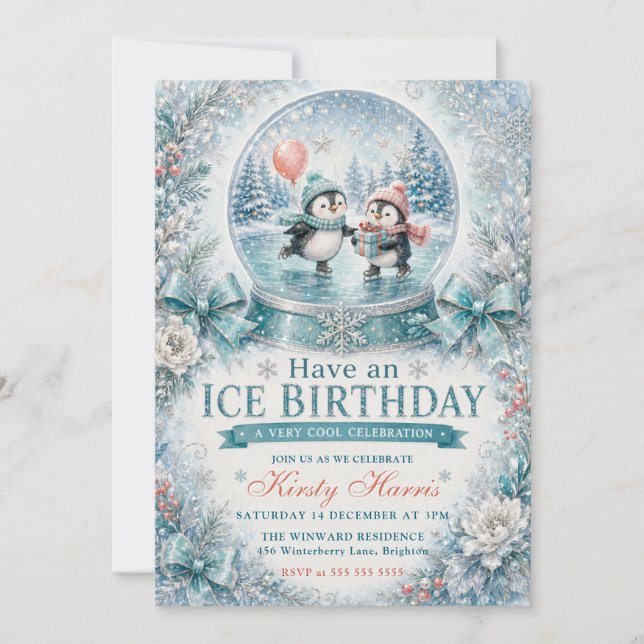 Invitación Feliz cumpleaños helado Cumpleaños de invierno muy (Anverso)