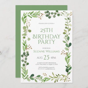 Invitación Feliz cumpleaños hojas verdes marco 2