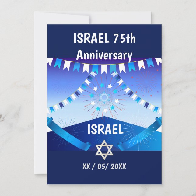 Invitación Feliz cumpleaños ISRAEL 75 2023 (Anverso)