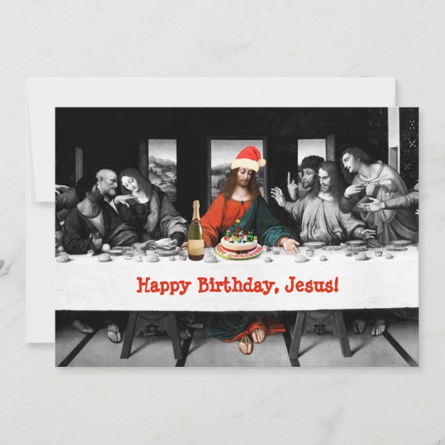 Invitación ¡Feliz cumpleaños, Jesús! Navidad divertido (Anverso)