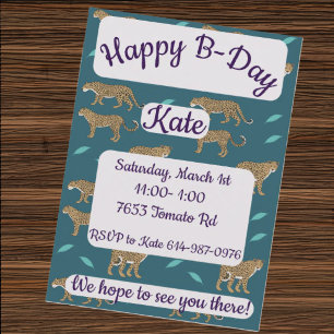 Invitación Feliz cumpleaños leopardos