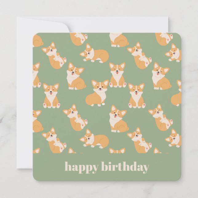 Invitación Feliz cumpleaños lindo patrón de corgi para amante (Anverso)