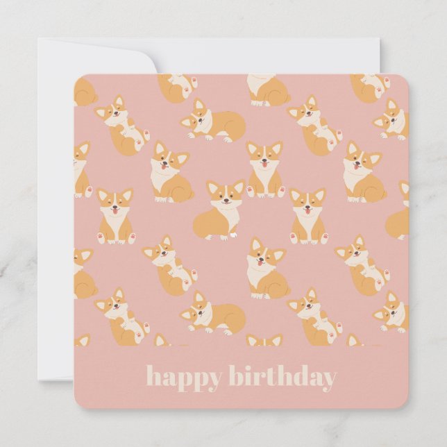Invitación Feliz cumpleaños lindo patrón de corgi para amante (Anverso)