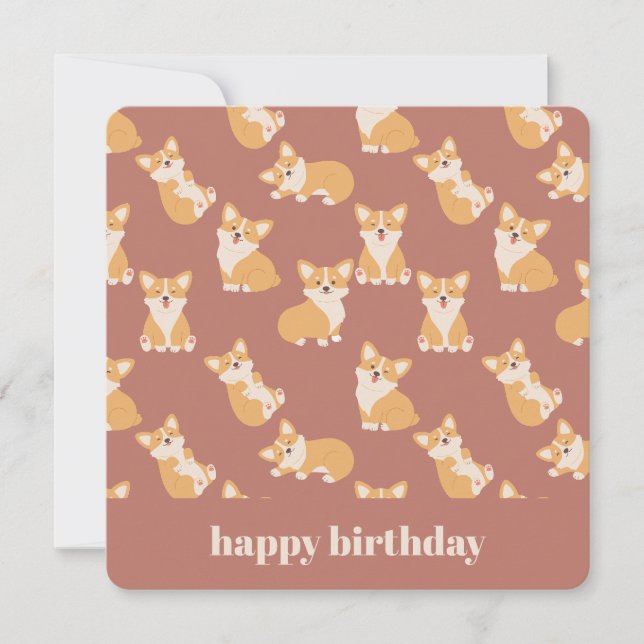 Invitación Feliz cumpleaños lindo patrón de corgi para amante (Anverso)