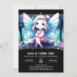 Invitación Feliz cumpleaños majestuoso de hadas