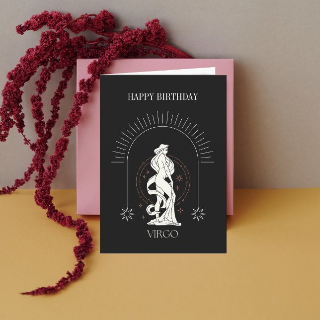 Invitación Feliz cumpleaños Mistic Virgo Zodiac Horoscope Car (Happy Birthday Mystic Virgo Zodiac Horoscope Card)