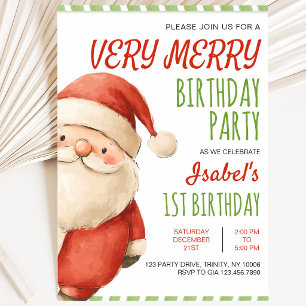 Invitación Feliz cumpleaños muy alegre Santa Claus
