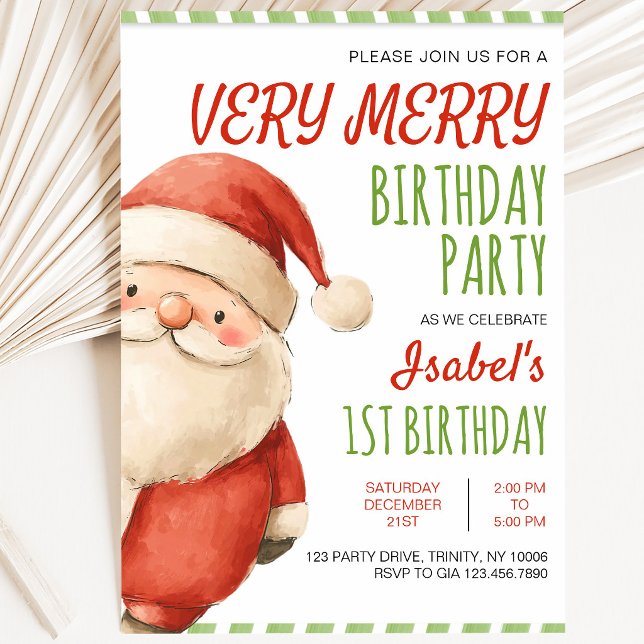 Invitación Feliz cumpleaños muy alegre Santa Claus (Subido por el creador)
