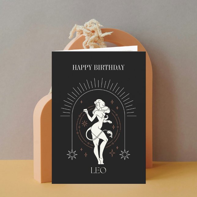 Invitación Feliz cumpleaños Mystic Leo Zodiac Horoscope Card (Happy Birthday Mystic Leo Zodiac Horoscope Card)
