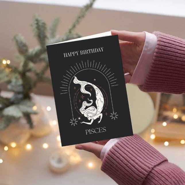 Invitación Feliz cumpleaños Mystic Pisces Zodiac Horoscope Ca (Happy Birthday Mystic Pisces Zodiac Horoscope Card)