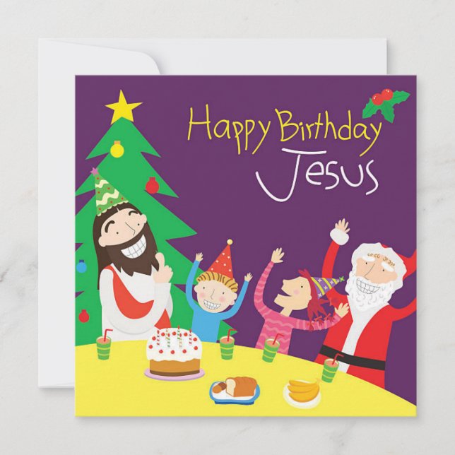 Invitación Feliz cumpleaños, Navidades de Jesús (Anverso)