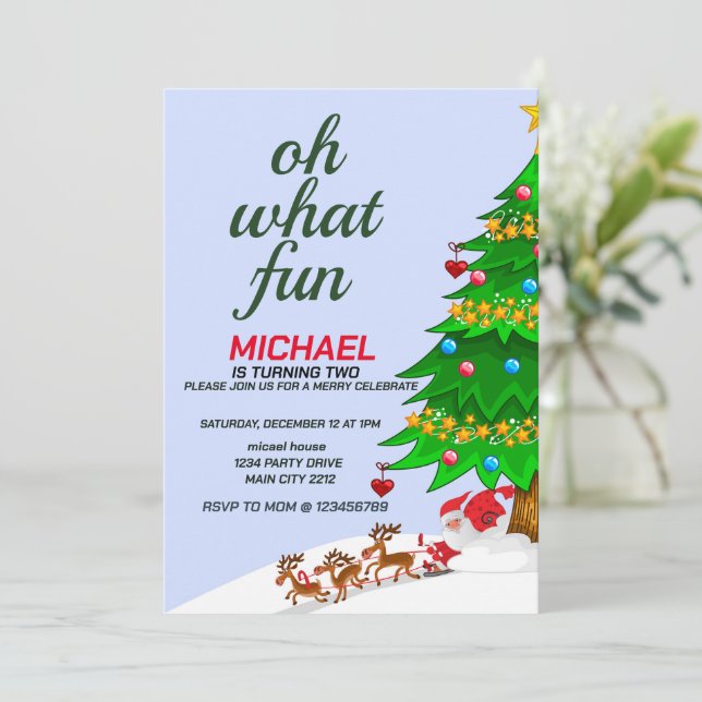 Invitación Feliz cumpleaños navideño (Anverso de pie)