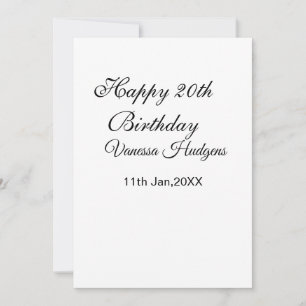 Invitación Feliz cumpleaños número 20 nombre fecha simple min