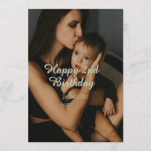 Invitación Feliz cumpleaños número 2 niños bebé madre amarill