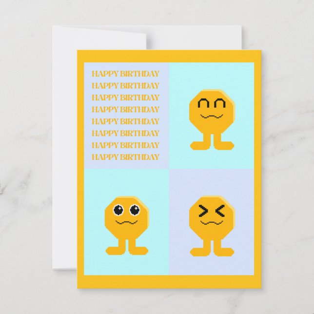 Invitación Feliz Cumpleaños Octágono Popkin (Anverso)