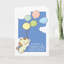 Invitación Feliz cumpleaños, pálido perro y globos
