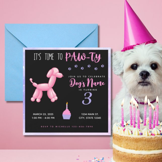 Invitación Feliz cumpleaños para la fiesta de la niña de perr (Subido por el creador)