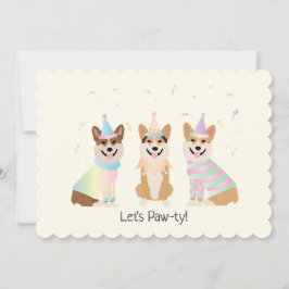Invitación Feliz cumpleaños Pembroke Welsh Corgi Dogs