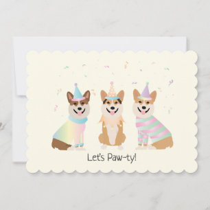Invitación Feliz cumpleaños Pembroke Welsh Corgi Dogs