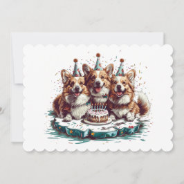 Invitación Feliz cumpleaños Pembroke Welsh Corgi Dogs