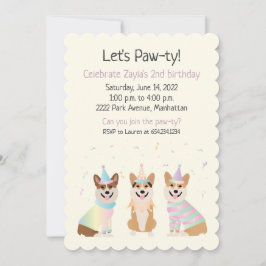 Invitación Feliz cumpleaños Pembroke Welsh Corgi Dogs
